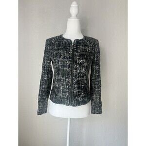 Banana Republic Back Tweed Zip Up Blazer Women’s Petites Size 2 A1